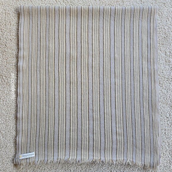 Takashimaya Accessories - Takashimaya Cashmere Stripe Oblong Scarf